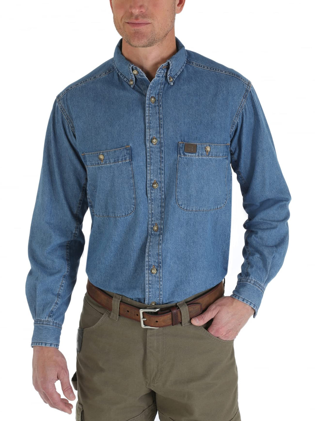 Wrangler Herren Riggs Workwear Logger Twill Langarm Arbeitshemd, Antik-marineblau