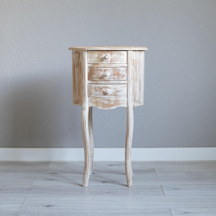 livasia Kleine, hohe Teakholzkommode, Nachttisch, Beistelltisch mit Schubladen,Schmuckschränkchen, S