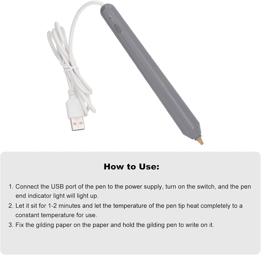 Fyearfly USB-Heissfolienstift, Elektronische Heizung Heissschmelzfolienprägung Prägestift Mit 4X Sti