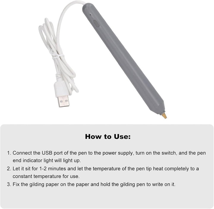 Fyearfly USB-Heissfolienstift, Elektronische Heizung Heissschmelzfolienprägung Prägestift Mit 4X Sti