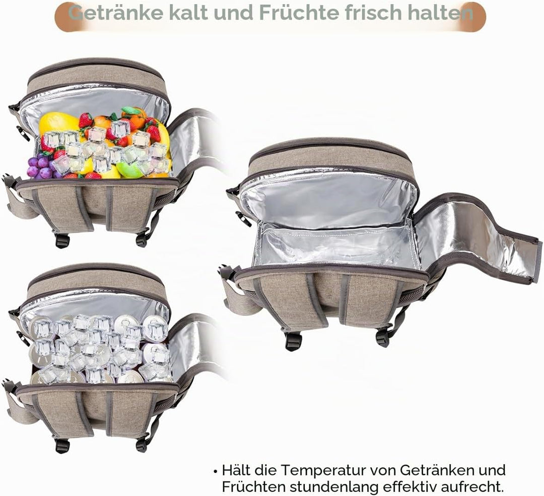 Sunflora Isolierter Picknick-Rucksack für 2 Personen Tasche mit Kühlfach, Weinbeutel, Decke und Edel