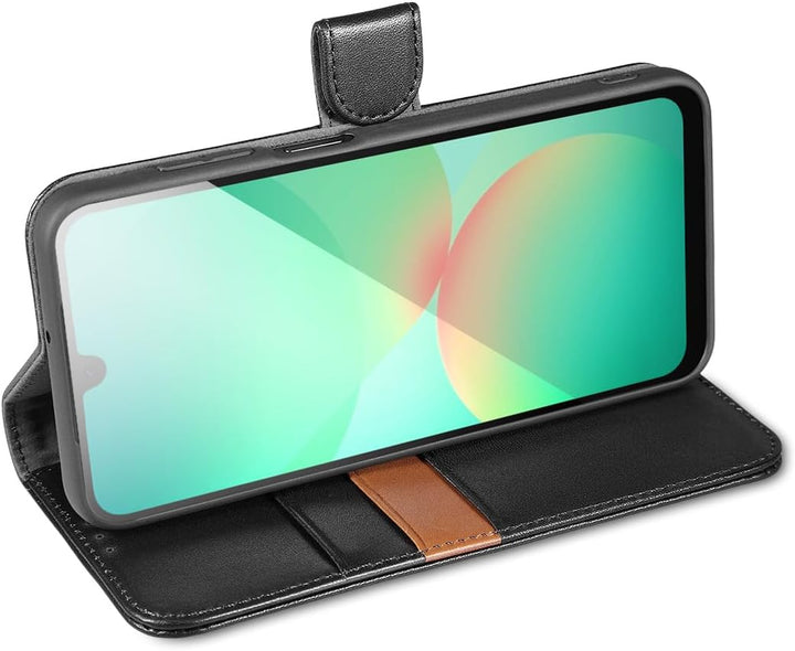 LENSUN Echtleder Hülle für Samsung Galaxy A26, Handyhülle [Echtes Leder][Magnetverschluss][RFID Schu
