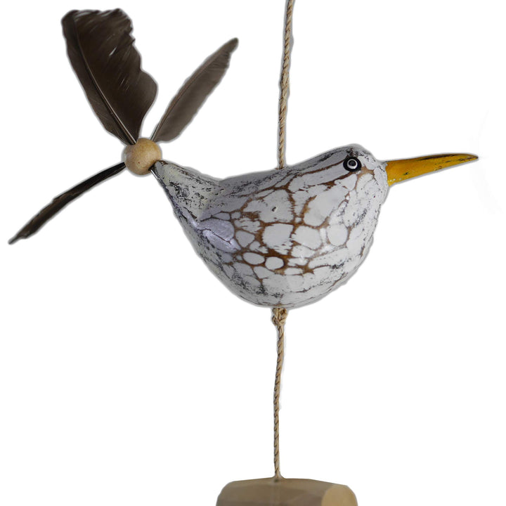 ART-CRAFT Möwen-Windspiel mit Feder Propeller mit 1 Deko Möwe +2 Ersatzfedern Holz Tierfigur als Mar