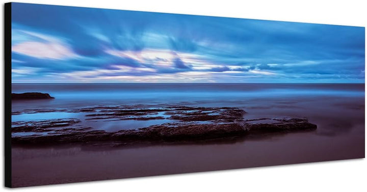 Paul Sinus Art Panoramabild auf Leinwand und Keilrahmen 150x50cm Sizilien Strand Meer Sonnenuntergan