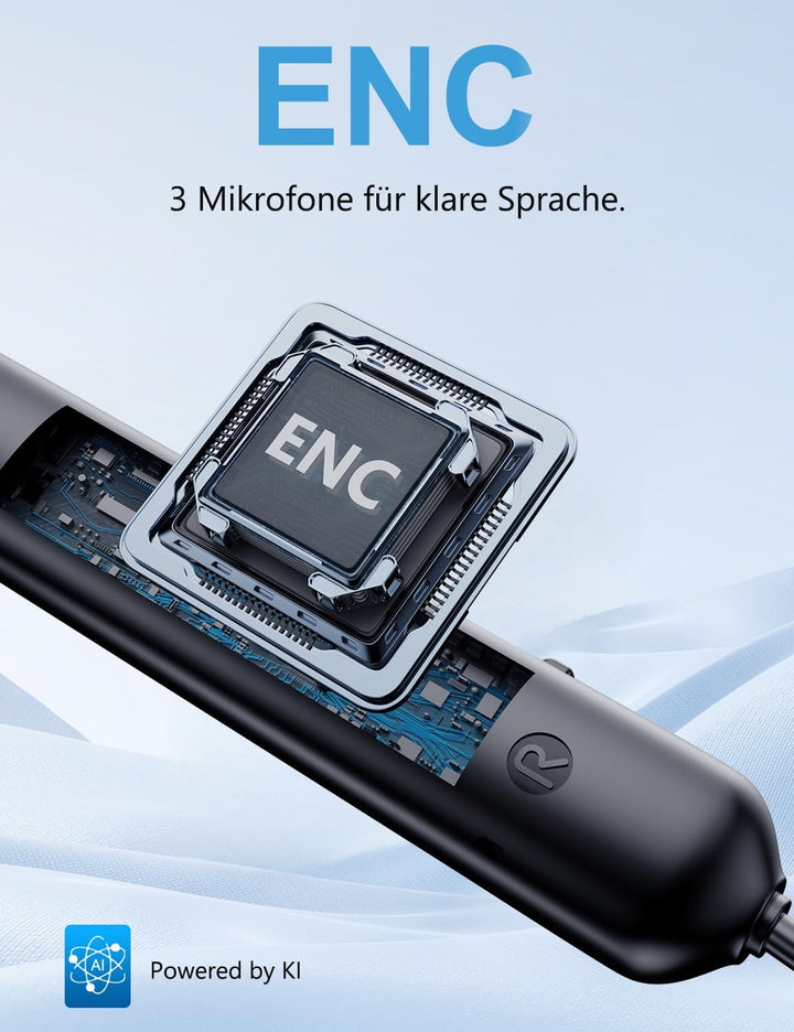 Rythflo Active Noise Cancelling Kopfhörer – 60 Std. Akkulaufzeit, In-Ear Bluetooth-Kopfhörer mit 3 K
