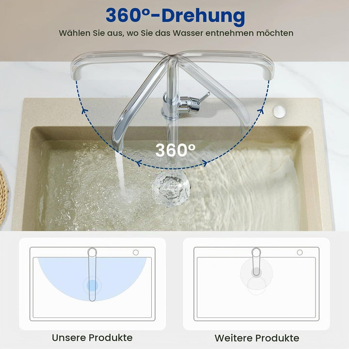 CECIPA Wasserhahn Küche Chrom, 360° Drehbar Hochdruck Armatur Küche, Armatur mit Brause, Chrom