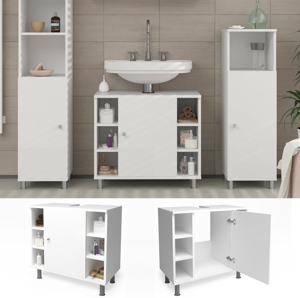 Vicco Waschbeckenunterschrank Fynn, Weiss, 60 x 54 cm Weiss 60 x 54 cm, Weiss 60 x 54 cm