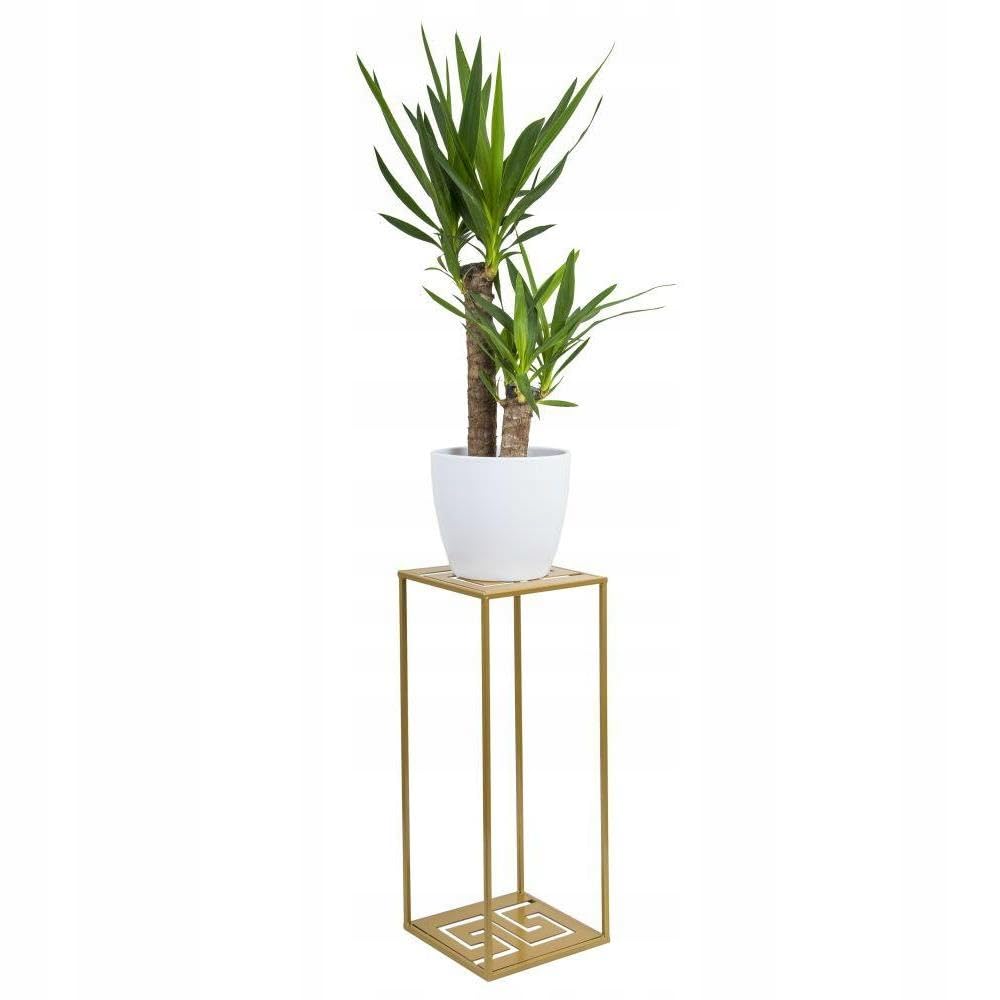 HowHomely Blumenständer Metall 60 x 24 cm - Blumenhocker mit Geometrischem Design - Gold Pflanzenstä