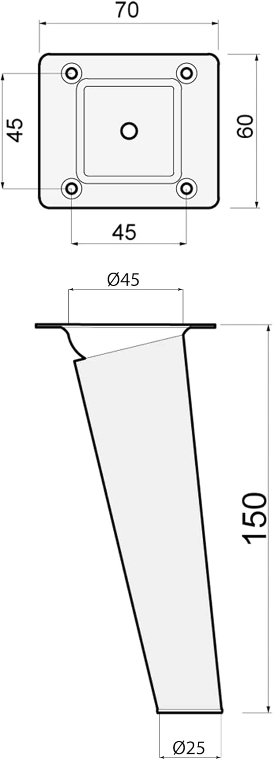 Sossai Möbelfüsse aus Naturholz Buche unbehandelt, Clif Round HMF2, 15 cm hoch, rund, schräge Ausfüh