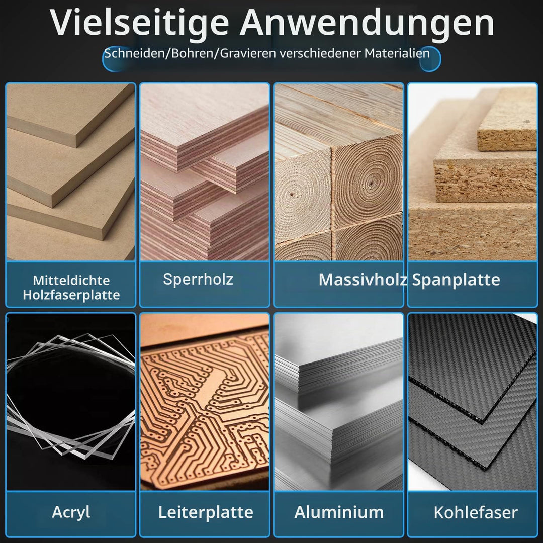 FoxAlien 1/4 Zoll Schaft CNC Fräser Bit Essential Kit, 1/4 Zoll ER11 Spannzange, V-Bit, Schaftfräser