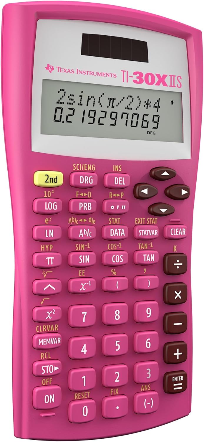 Texas Instruments TI-30X IIS 2-Line Scientific Calculator, Pink by Texas Instruments Pink Single Pac