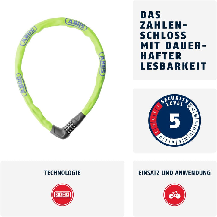 ABUS Kettenschloss Steel-O-Chain 5805C – Zahlenschloss aus 5 mm starken Stahlkette – ABUS-Sicherheit