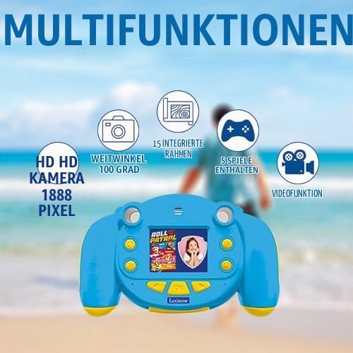 Lexibook DJ080PA Paw Patrol-Kinder-Digitalkamera mit Foto-und Videofunktion, Spiele, Blau/Gelb, Paw