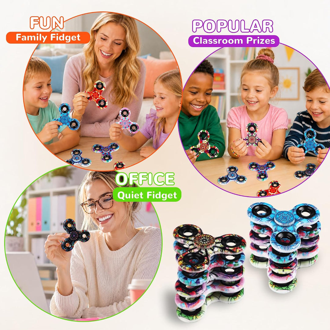 SCIONE [12er-Pack] Fidget Spinner mit Rosetten-Mustern (6,3 cm), High-Speed Fingerkreisel, Mitgebsel
