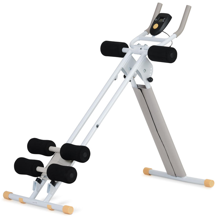SportPlus Bauchtrainer für zuhause klappbar - Bauchmuskeltrainer, Bauchroller mit 3 oder 4 Trainings