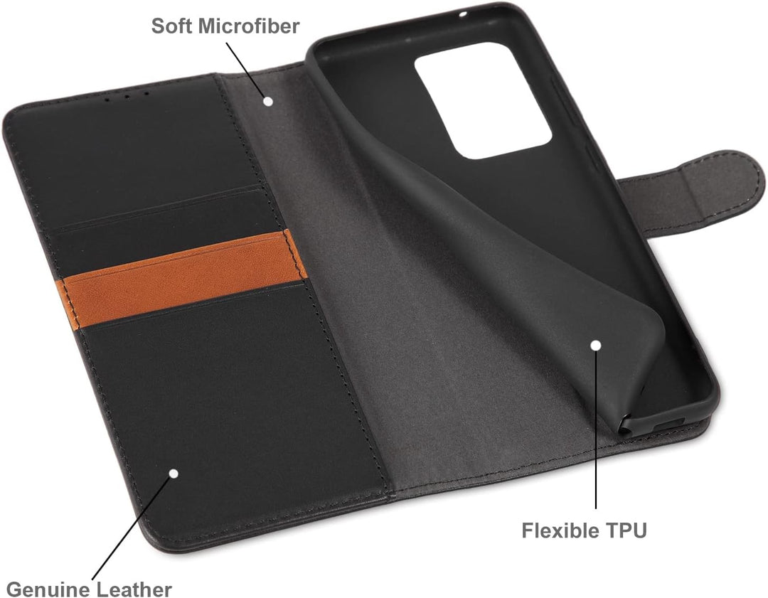 LENSUN Echtleder Hülle für Samsung Galaxy S20 Ultra, Handyhülle [Echtes Leder] [Magnetverschluss] [K