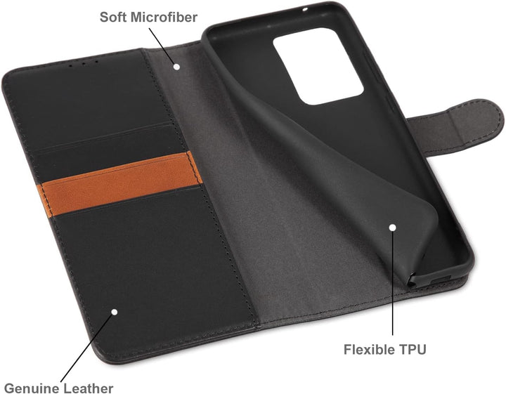LENSUN Echtleder Hülle für Samsung Galaxy S20 Ultra, Handyhülle [Echtes Leder] [Magnetverschluss] [K