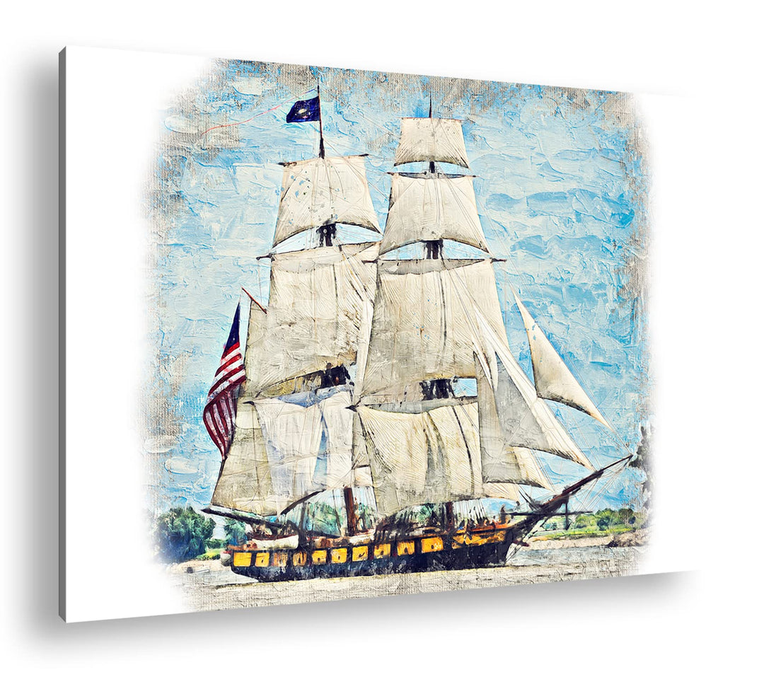deyoli altes Flaggschiff Format: 80x60 als Leinwandbild, Motiv fertig gerahmt auf Echtholzrahmen, Ho