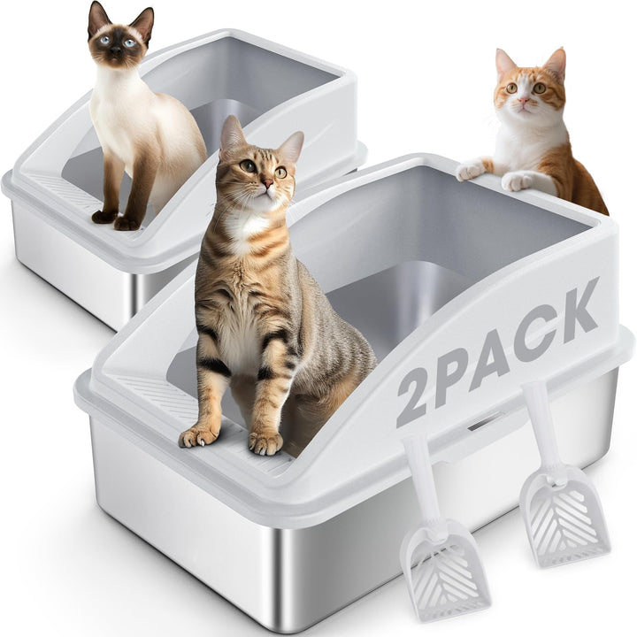 2 Pack FURTIME Katzenklo Edelstahl, Katzentoilette Edelstahl 30L Grosse Kapazität Auslaufsicher Gege
