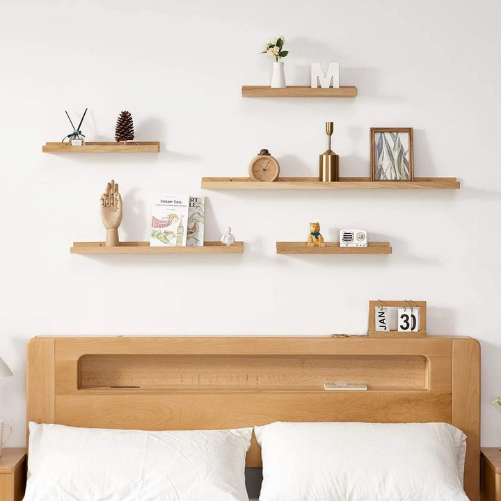 Gieanoo Bilderleiste Holz,60cm Eiche Regal Massiv Schweberegal Wandregal gewürzregal regalbrett Häng