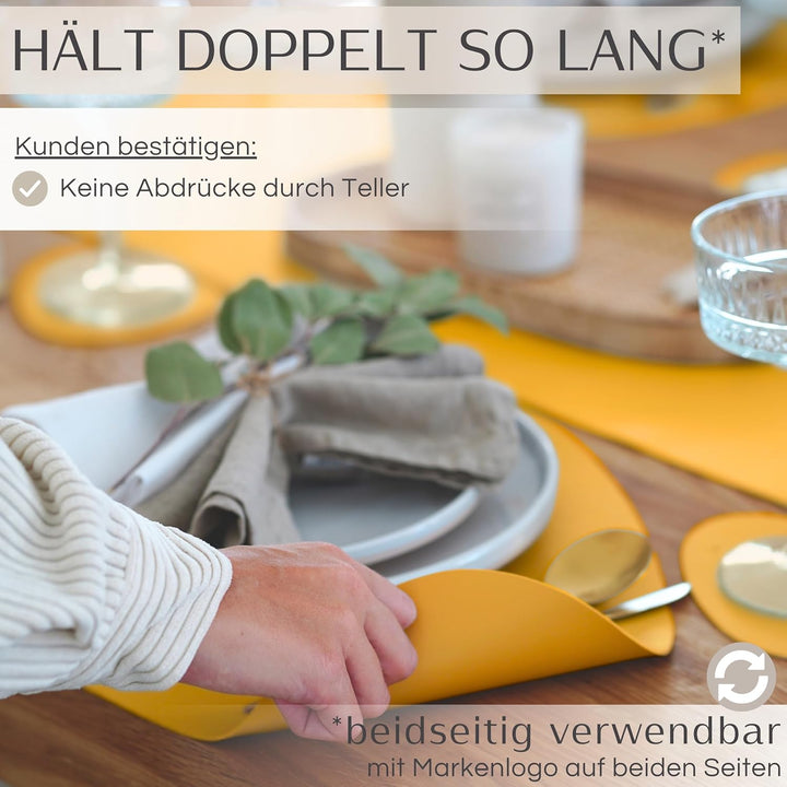 Mahewa® 6er Set Premium Tischset aus Kunstleder - Platzset abwaschbar und wasserdicht - Platzdeckche