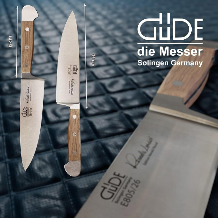 GÜDE Solingen - kleines Kochmesser geschmiedet, 16 cm, Fasseichenholz, ALPHA FASSEICHE, Küchenmesser