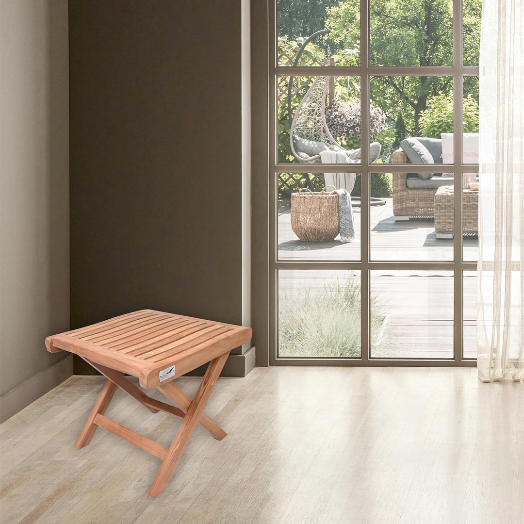 Divero klappbarer Bad-Hocker BACAN aus Teak Holz behandelt - Farbe: Braun