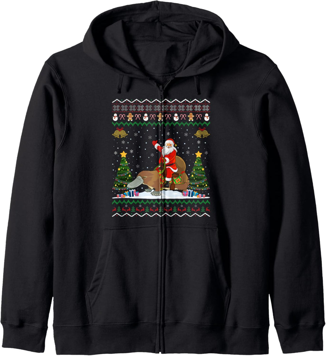Schnabeltier Hässliches Weihnachtsgeschenk Weihnachtsmann reitet Schnabeltier Weihnachten Kapuzenjac
