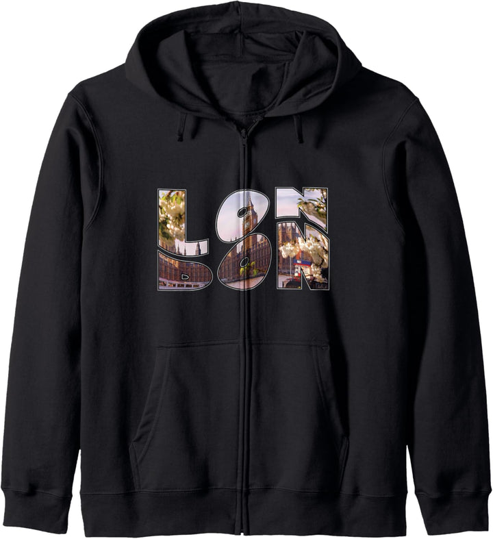 London Graphic Letters Fun England Tourist Visitor Kapuzenjacke