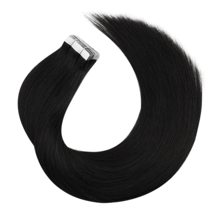 Moresoo Tape Extensions Echthaar Schwarzes Haar Extensions Tape Nahtlose Unsichtbar Remy Tape in Haa