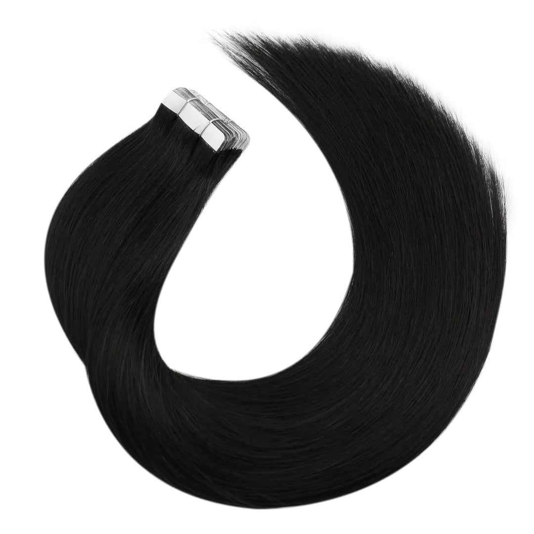 Moresoo Tape Extensions Echthaar Schwarzes Haar Extensions Tape Nahtlose Unsichtbar Remy Tape in Haa