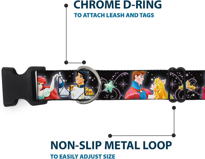 Buckle-Down Plastic Clip Collar - Disney Princesses & Prince's Dancing - 1" Wide - Fits 11-17" Neck