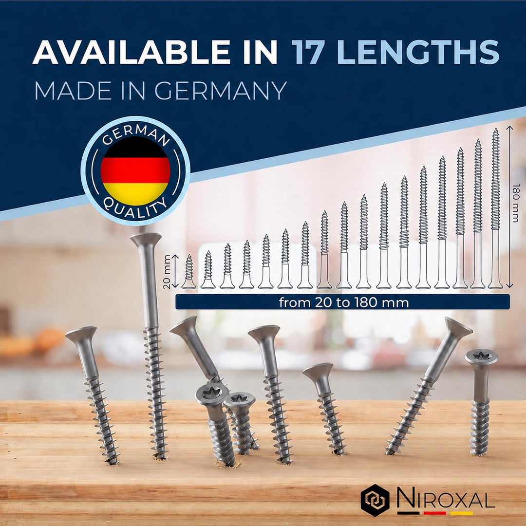 Schrauben Torx Edelstahlschrauben 6x45 Edelstahl V2A rostfrei Spanplattenschrauben für Holz Teilgewi