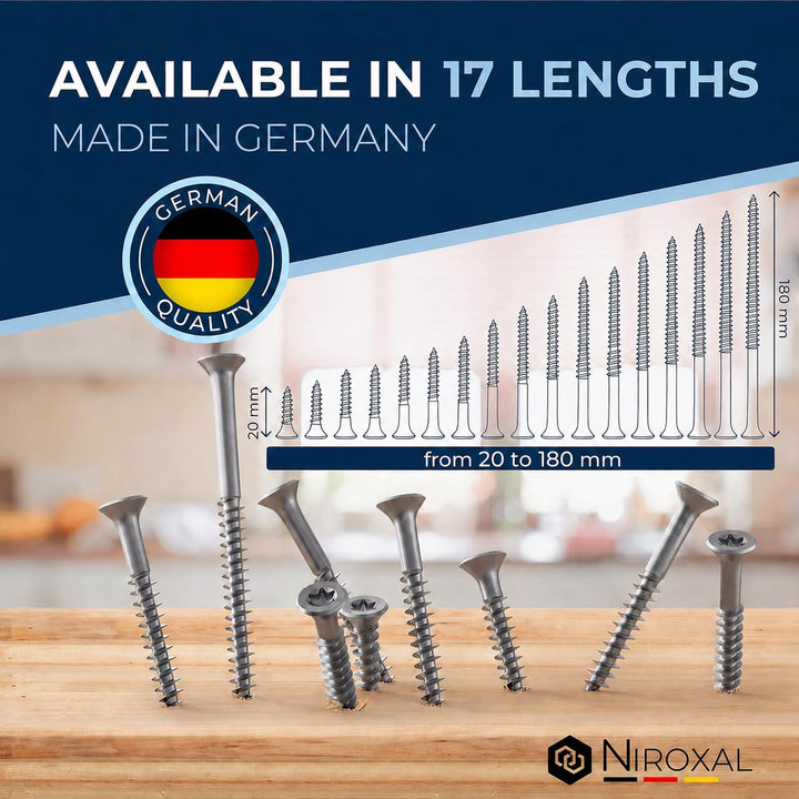 Schrauben Torx Edelstahlschrauben 6x45 Edelstahl V2A rostfrei Spanplattenschrauben für Holz Teilgewi