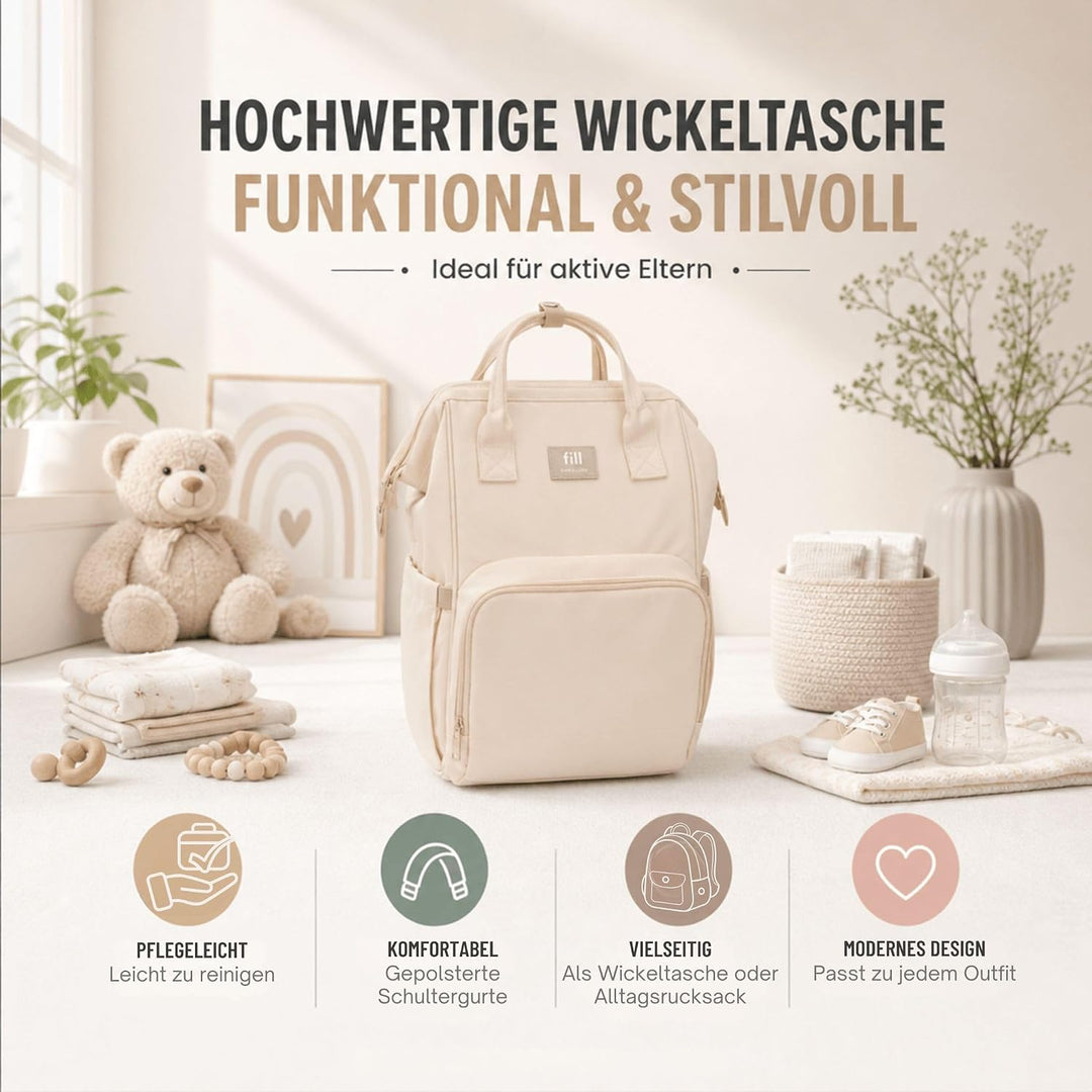 Fillikid Wickelrucksack Barcelona | Geräumiger & stylischer Rucksack mit vielen Fächern, isoliertem