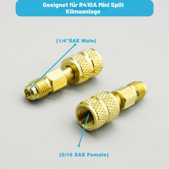 R410A-Adaptersatz, Split-Adapter 5/16 auf 1/4-Kupplung, R410A-Kältemittelschlauch-Adapteranschluss,