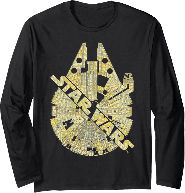 Star Wars Millennium Falcon Sash Top View Poster Langarmshirt