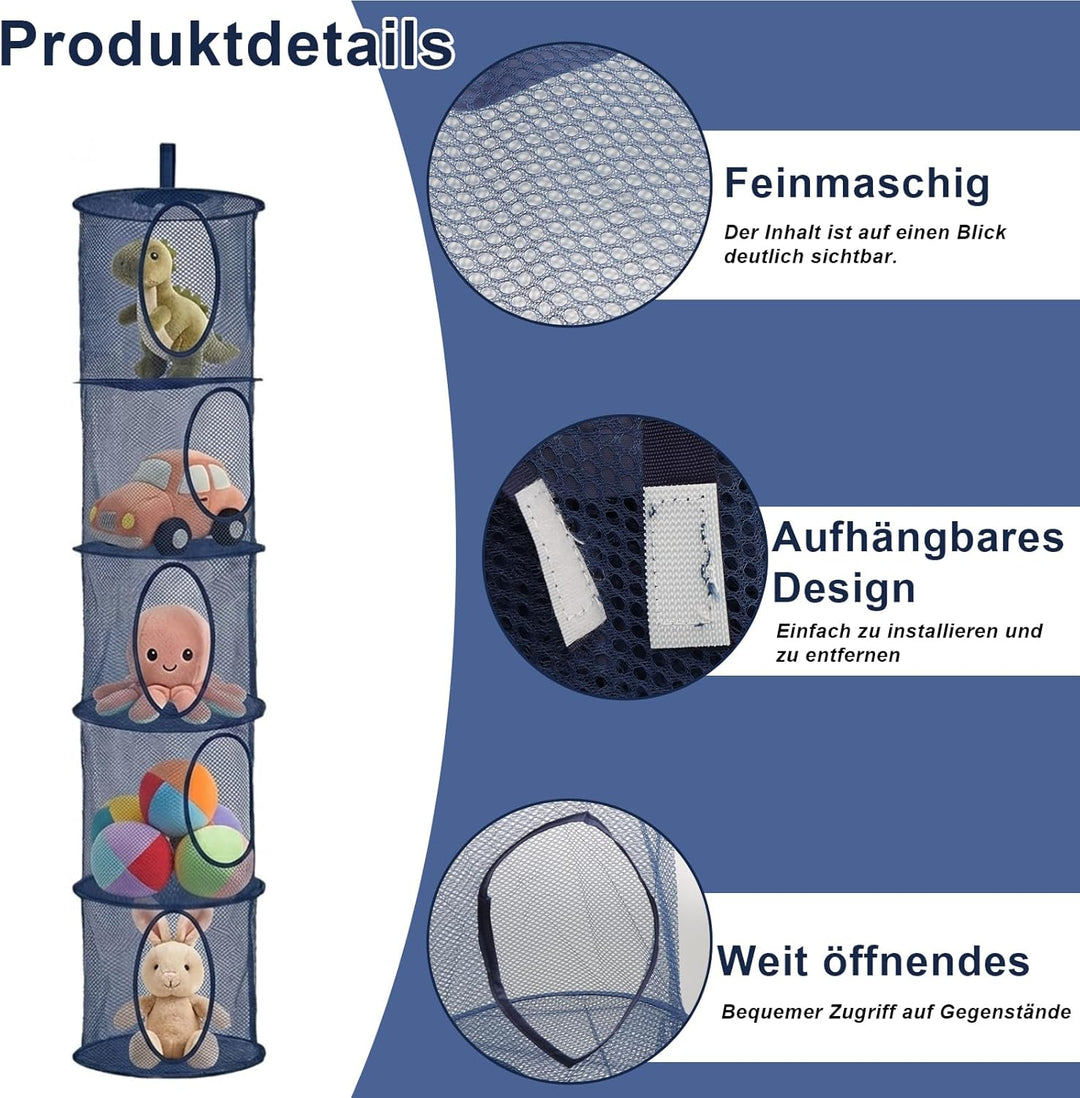ZYNERY 3 Stück Set Hängende Netz-Aufbewahrungstasche, 5 Stufe Faltbare Hängeaufbewahrung Organizer,