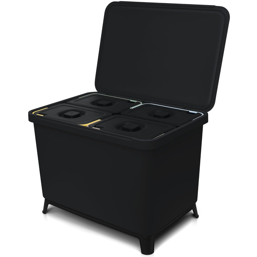 YourCasa® Mülleimer 4 Fächer [40L] im exklusiven Design Mülltrennsystem - Mülleimer Küche mit Deckel
