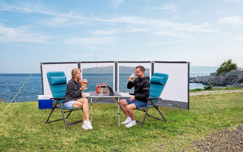 BERGER Camping Windschutz 130 x 460 cm | Sichtschutz Garten - Strand Windschutz mit Sichtfenster, Ou