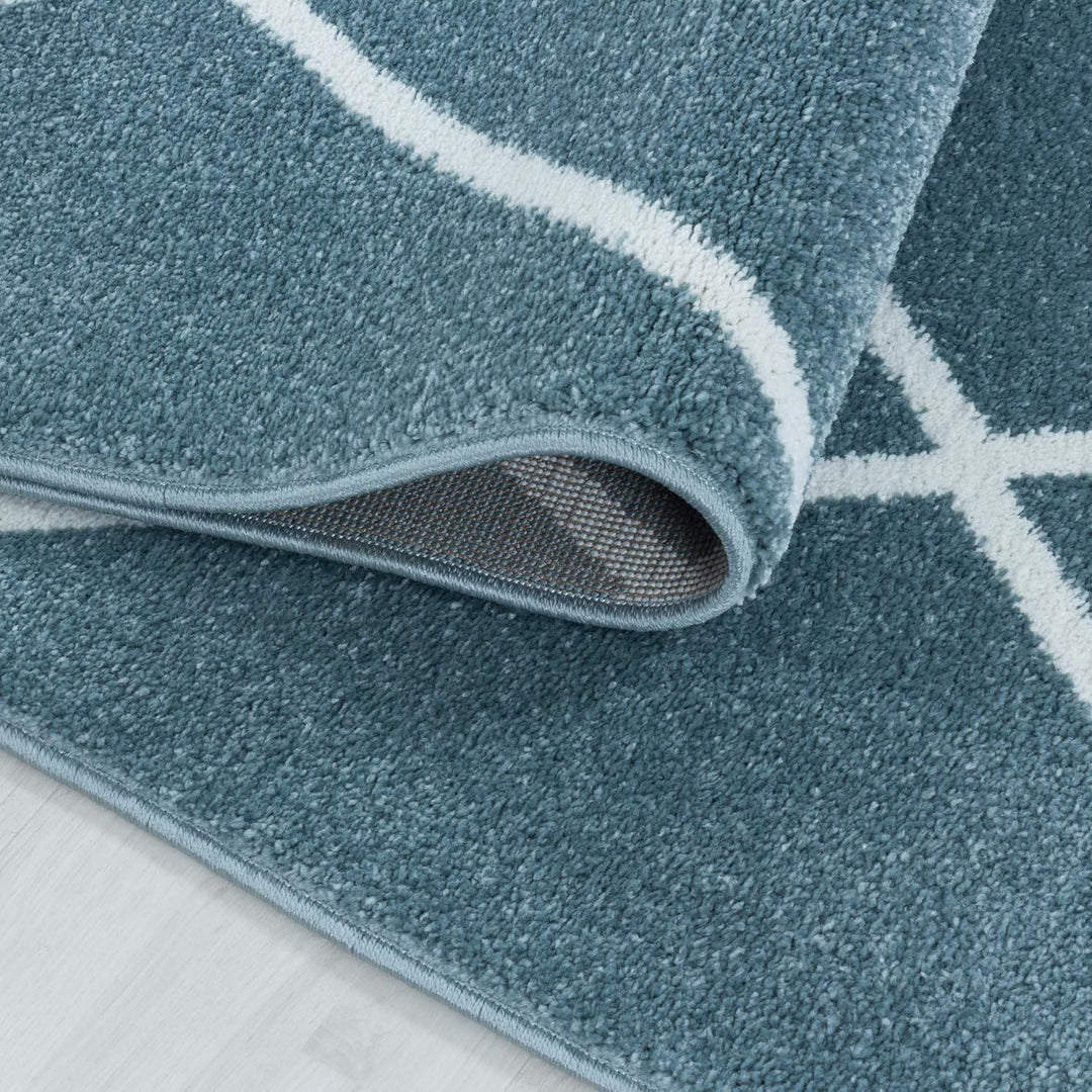 HomebyHome Teppich Kurzflor Raute Linien Design Wohnzimmer 8 mm Florhöhe Hochfertig Weich Rechteckig