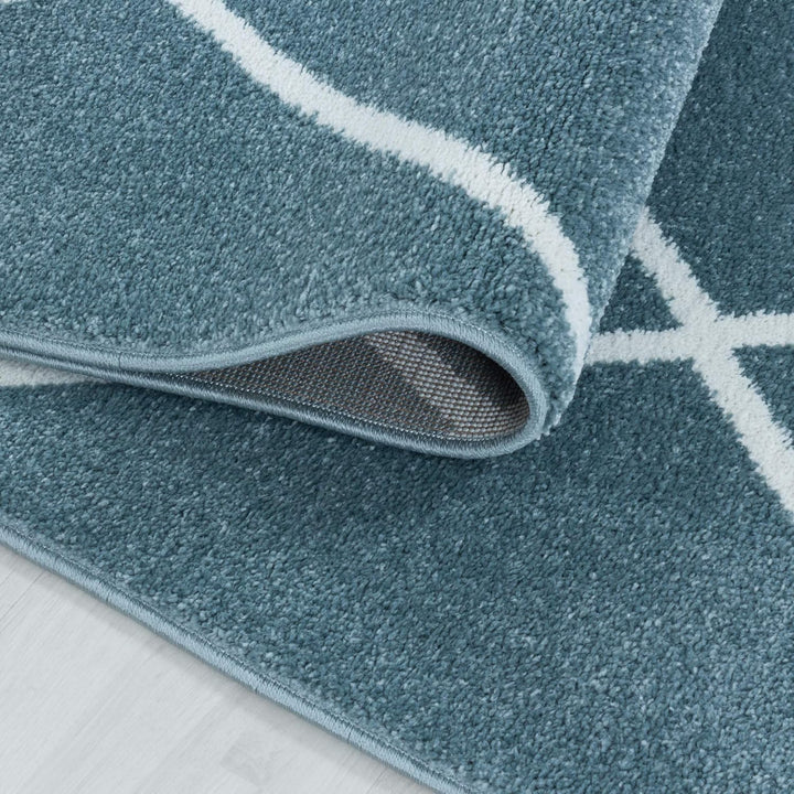 HomebyHome Teppich Kurzflor Raute Linien Design Wohnzimmer 8 mm Florhöhe Hochfertig Weich Rechteckig