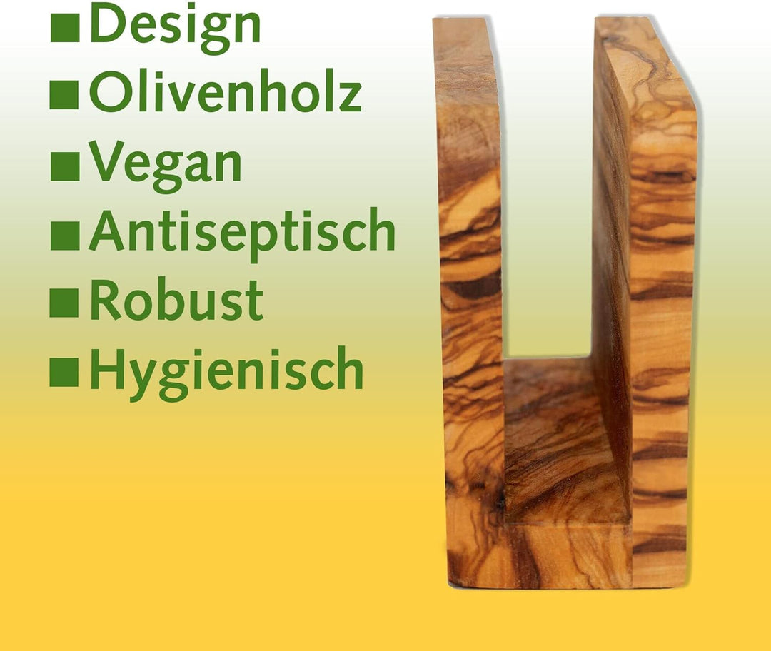 NATUREHOME Hochwertiger Serviettenhalter aus nachhaltigem Olivenholz Exklusiver, langlebiger und umw