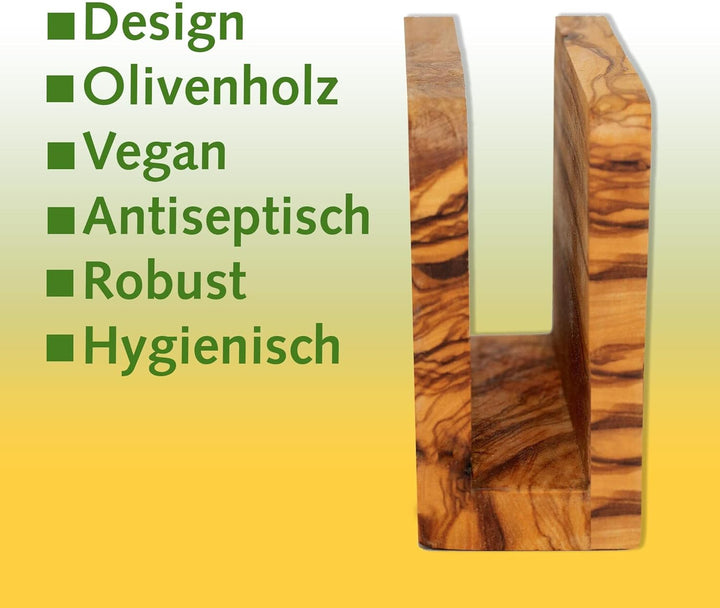 NATUREHOME Hochwertiger Serviettenhalter aus nachhaltigem Olivenholz Exklusiver, langlebiger und umw
