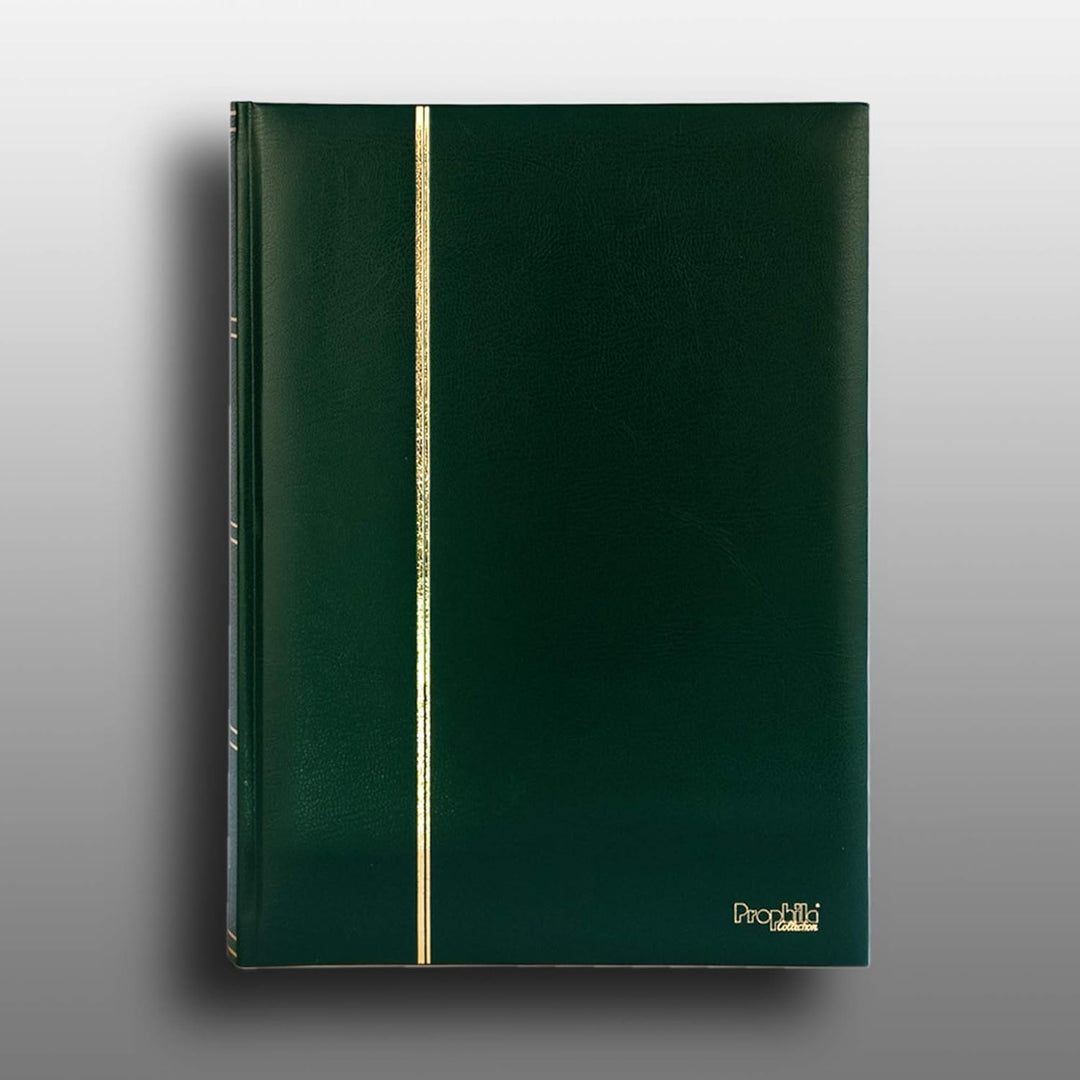 Prophila 60 weisse Geteilte Seiten Briefmarkenalbum wattiert mit Kassette grün