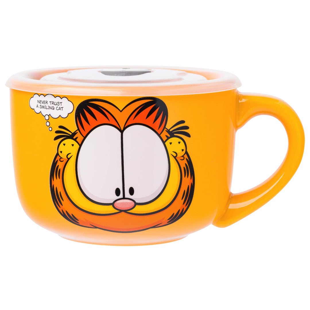 Silver Buffalo Garfield Keramik-Suppentasse mit belüftetem Kunststoffdeckel, 680 ml Garfield Never T