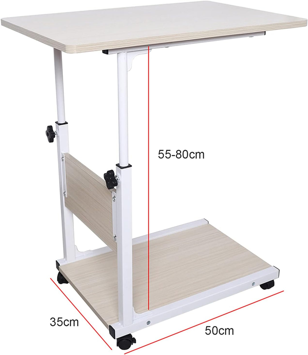 SanBouSi 2 Ebenen Pflegetisch Beistelltisch Couchtisch Sofatisch mit Rollen Mobiler Kaffeetisch Höhe