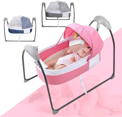 Aohuada Elektrische Babywippe, Babybett Wiege, Automatische Babyschaukel, Babywiege Wippen, Bluetoot