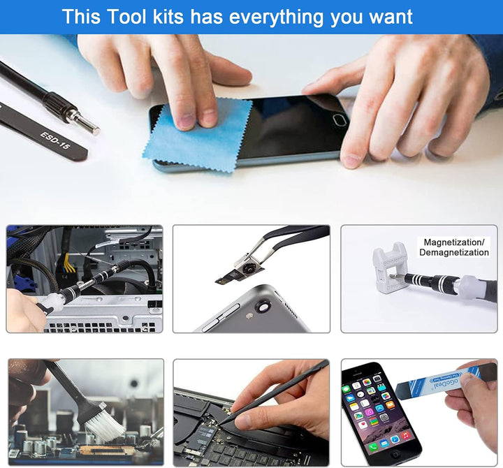 oGoDeal 127 in 1 Mini Feinmechaniker Schraubendreher Werkzeug Set und öffnungswerkzeug für iPhone, P