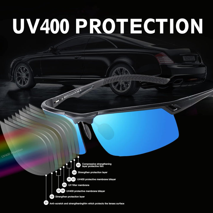 DUCO Sonnenbrille für Herren Retro Polarisierte Sonnenbrille Ultraleichte Sportbrille Al-Mg Metallra